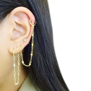 Double Hoop Bezel Chain Earrings - UnLaced Boutique