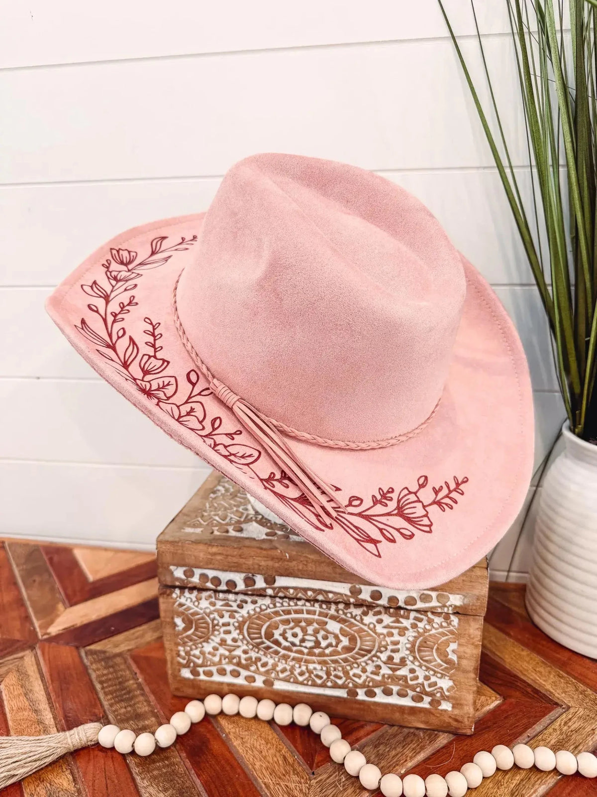 Dusty Pink Floral Cowboy Hat - UnLaced Boutique