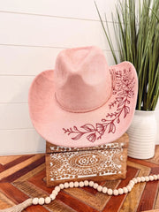 Dusty Pink Floral Cowboy Hat - UnLaced Boutique