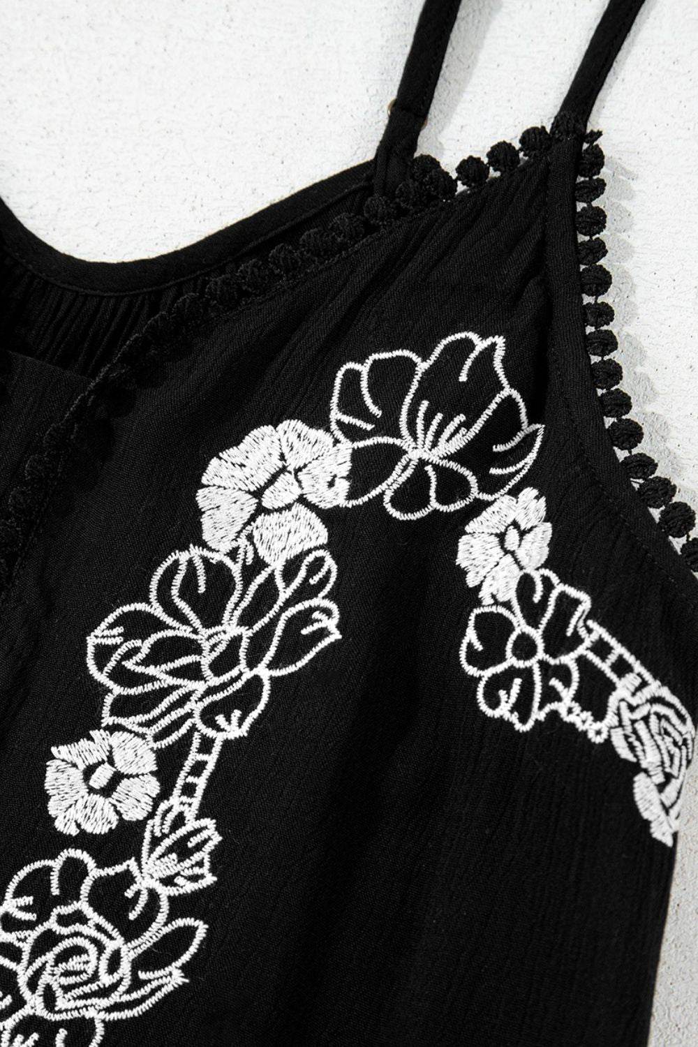Floral Ruffled Hem Embroidery Cami - UnLaced Boutique
