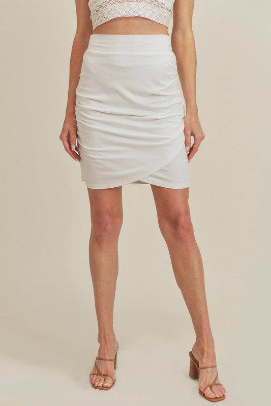 Aemi + Co Ruched High Waist Mini Skirt - UnLaced Boutique