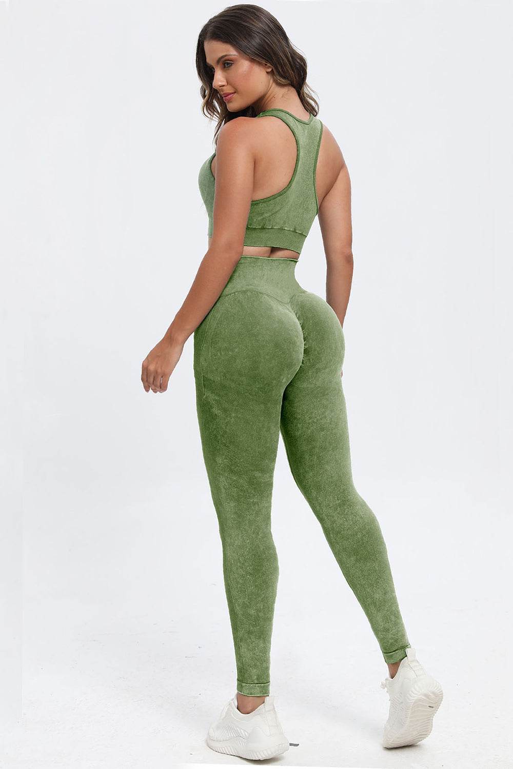 3 Piece Washed Square Neck Wide Strap Active Set - UnLaced Boutique