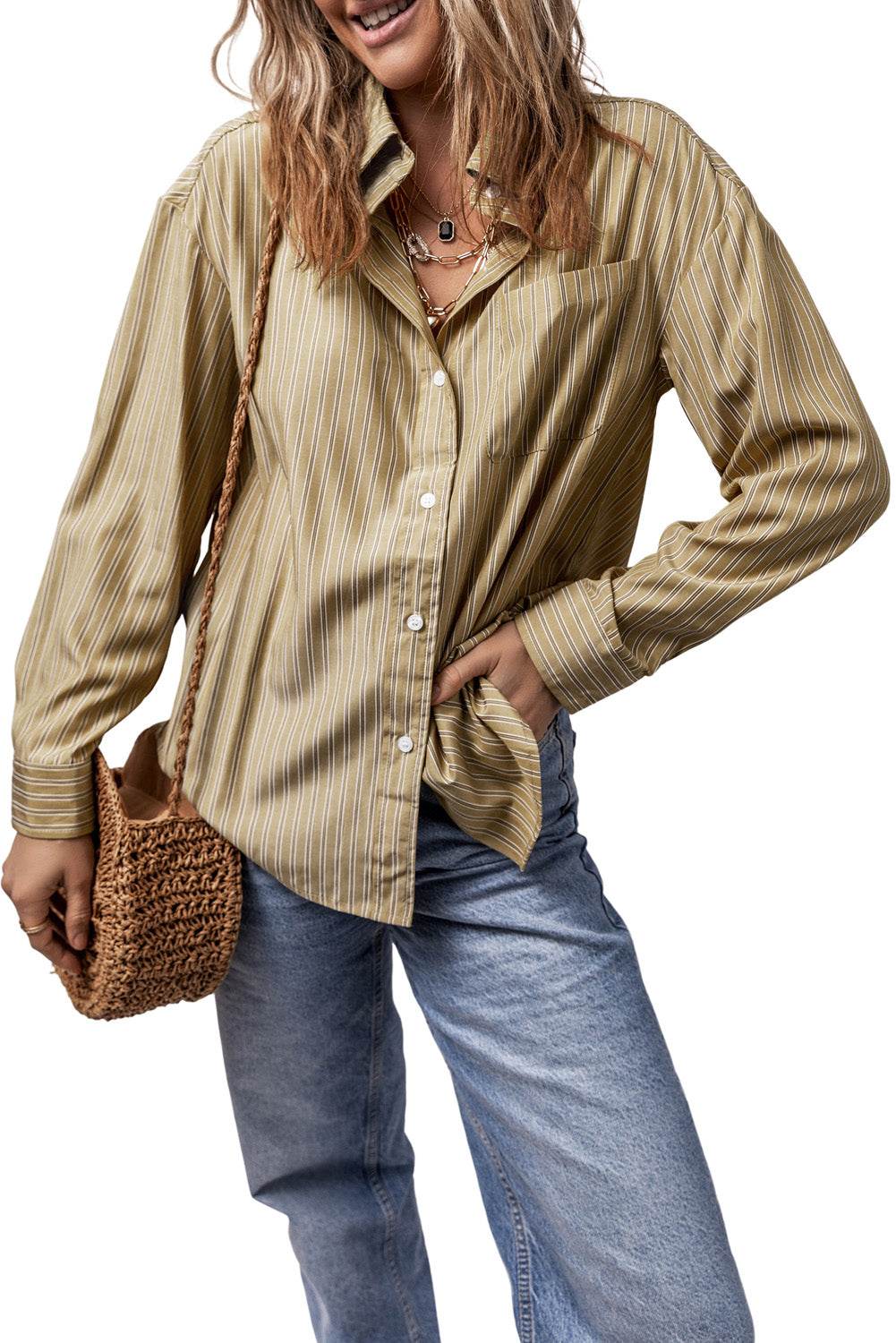 Striped Button Up Long Sleeve Shirt - UnLaced Boutique