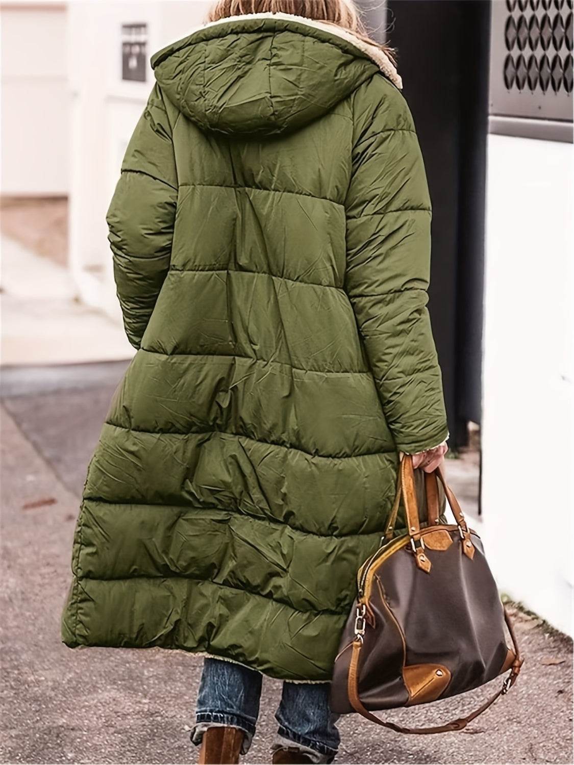 Full Size Zip Up Sherpa Hooded Coat - UnLaced Boutique