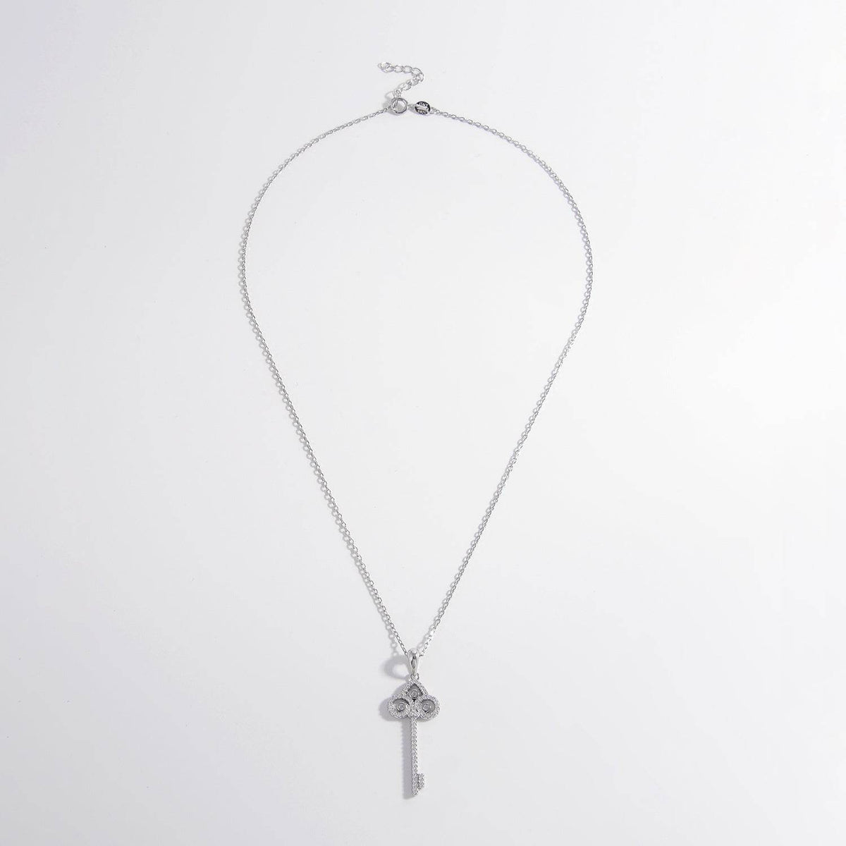 925 Sterling Silver Inlaid Zircon Key Shape Necklace - UnLaced Boutique
