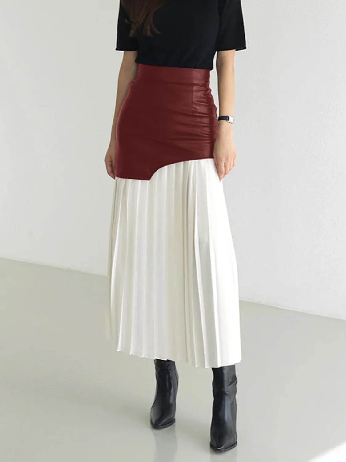 Patchwork Contrast Pleated Skirt - UnLaced Boutique