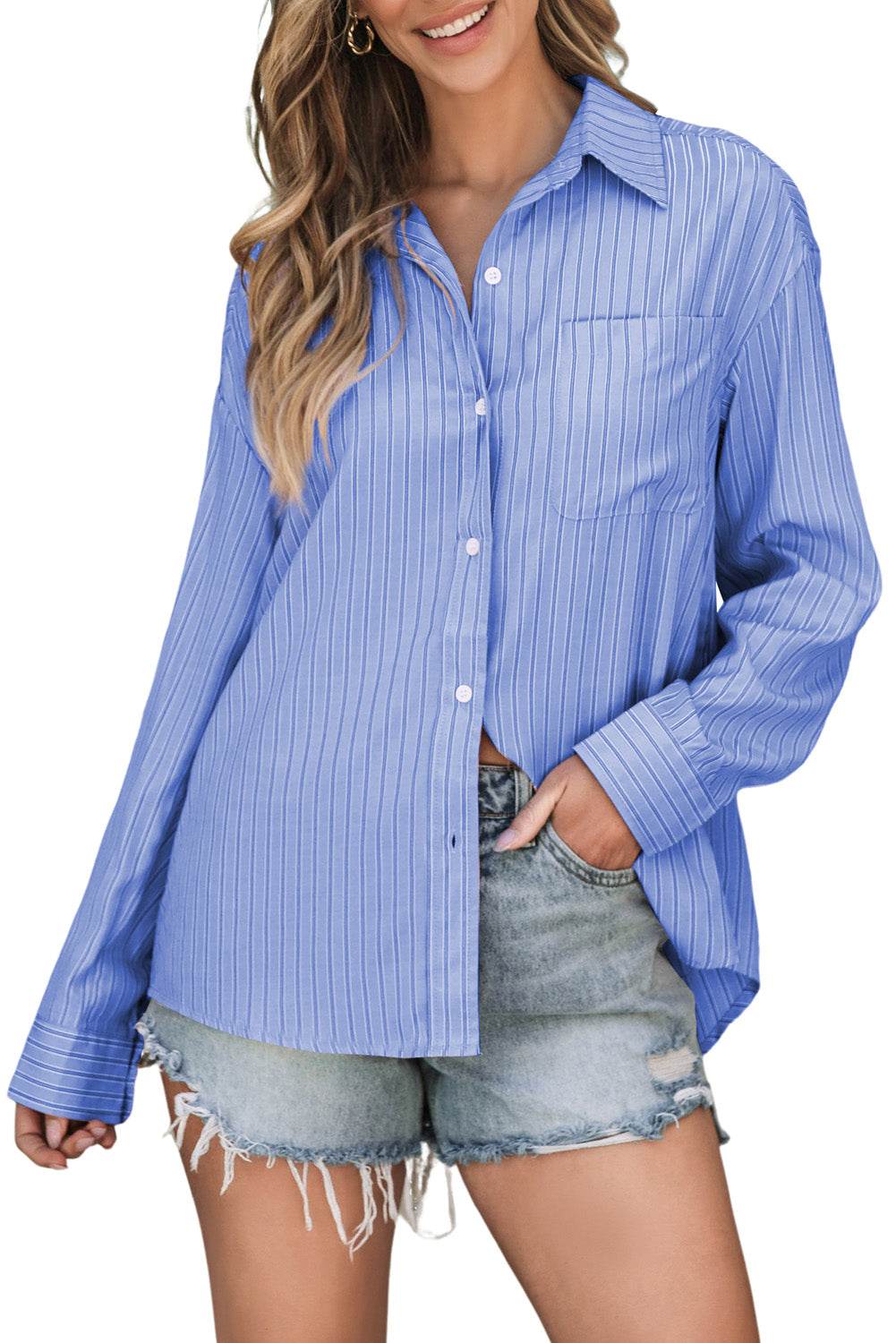 Striped Button Up Long Sleeve Shirt - UnLaced Boutique