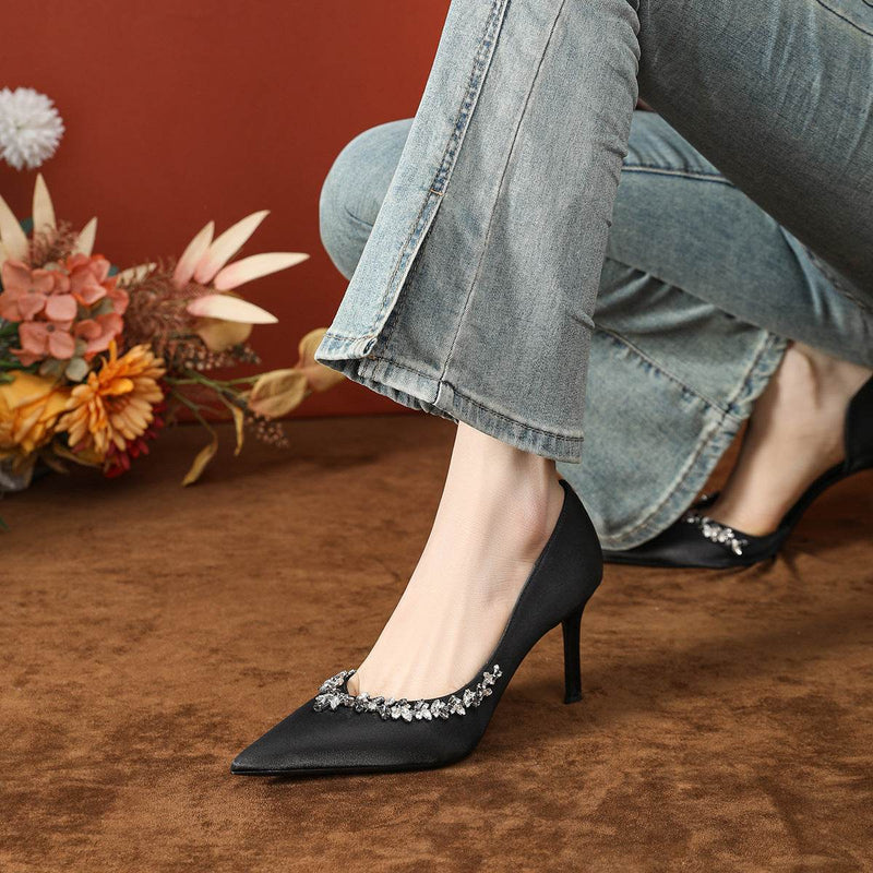 Rhinestone Point Toe Stiletto Pumps - UnLaced Boutique