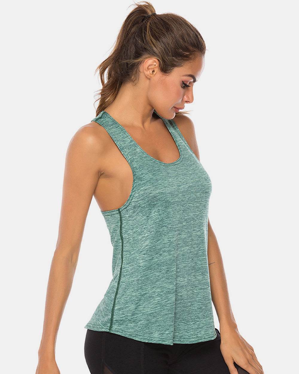 Full Size Scoop Neck Wide Strap Active Tank - UnLaced Boutique