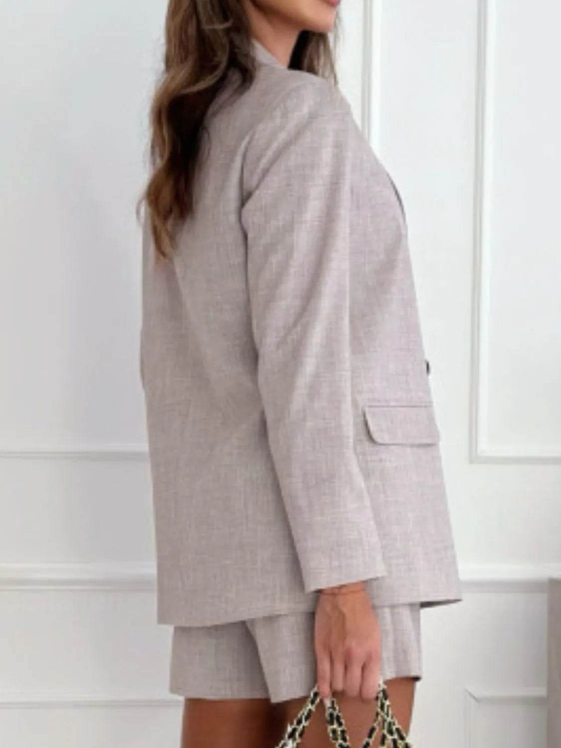 One Button Lapel Collar Blazer and Shorts Set - UnLaced Boutique