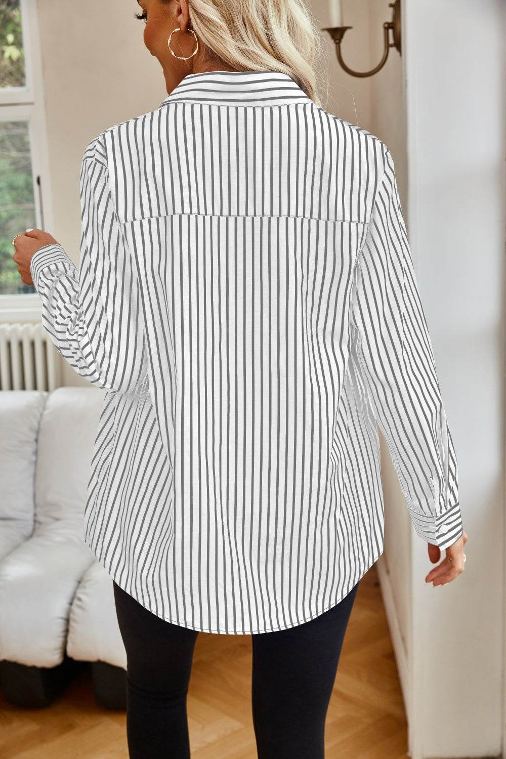 Lovelet Striped Button Up Long Sleeve Shirt - UnLaced Boutique