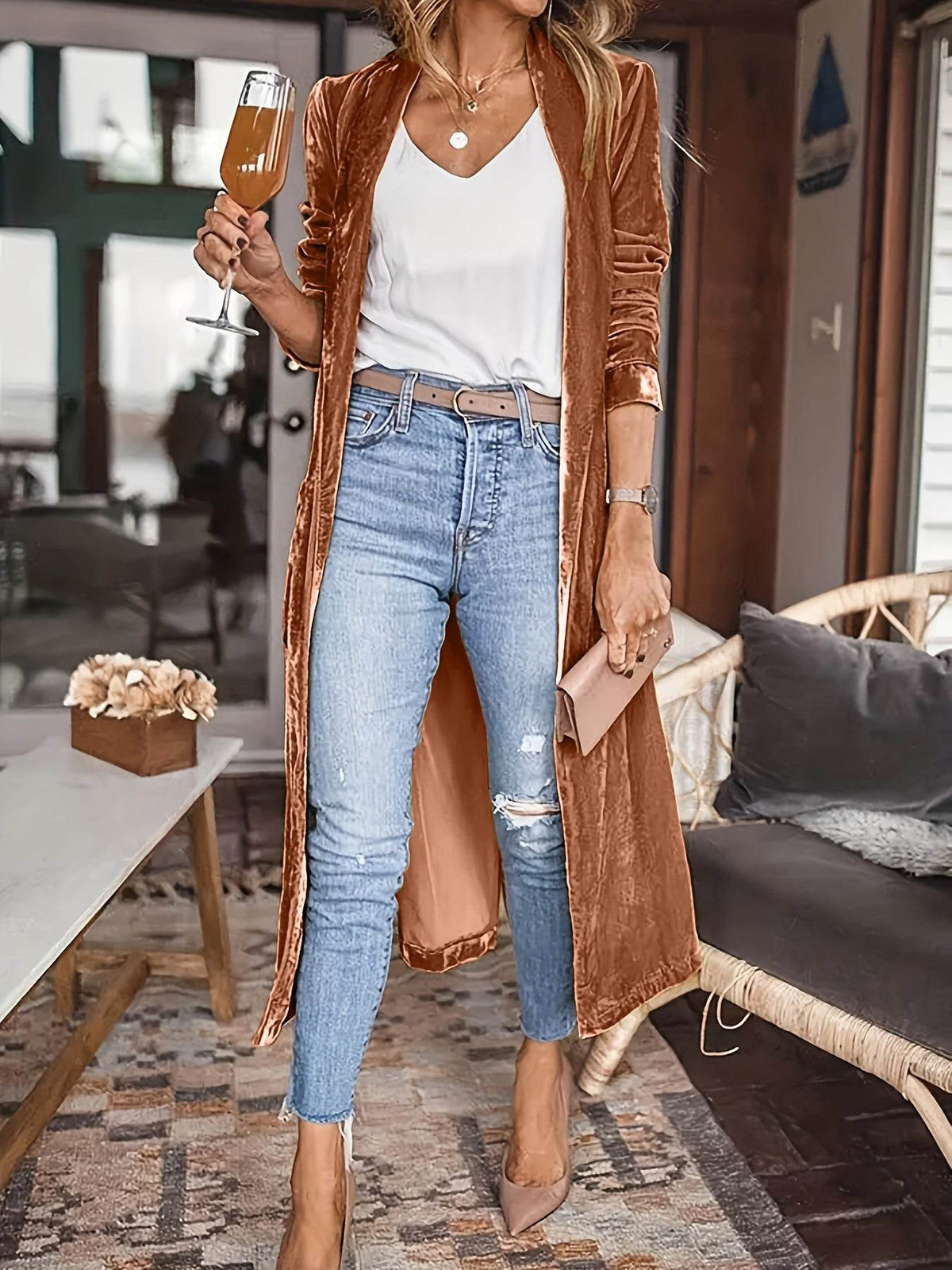 Open Front Long Sleeve Coat - UnLaced Boutique
