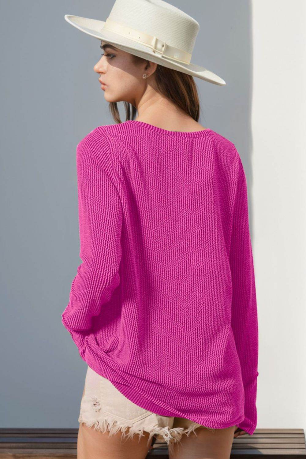 Double Take Full Size Notched Thumbhole Long Sleeve T-Shirt - UnLaced Boutique