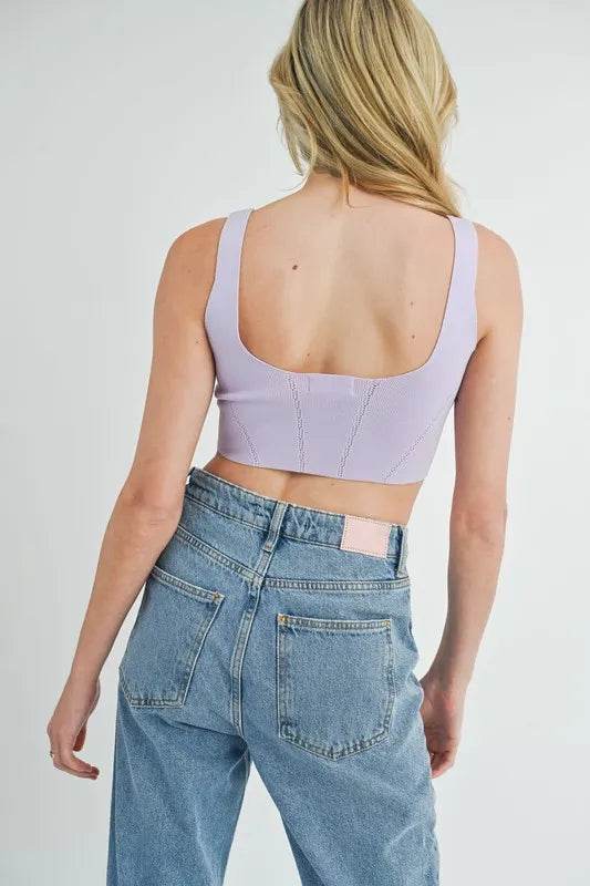 MABLE Corset Design Detail Crop Knit Top - UnLaced Boutique