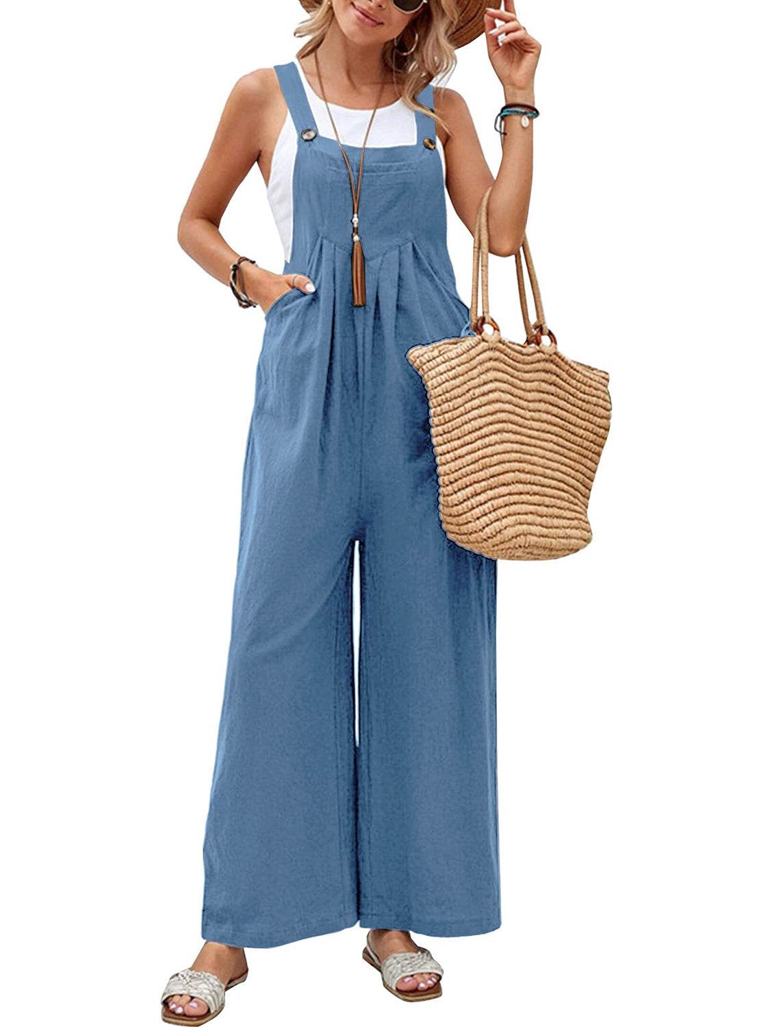 Full Size Square Neck Wide Strap Overalls - UnLaced Boutique