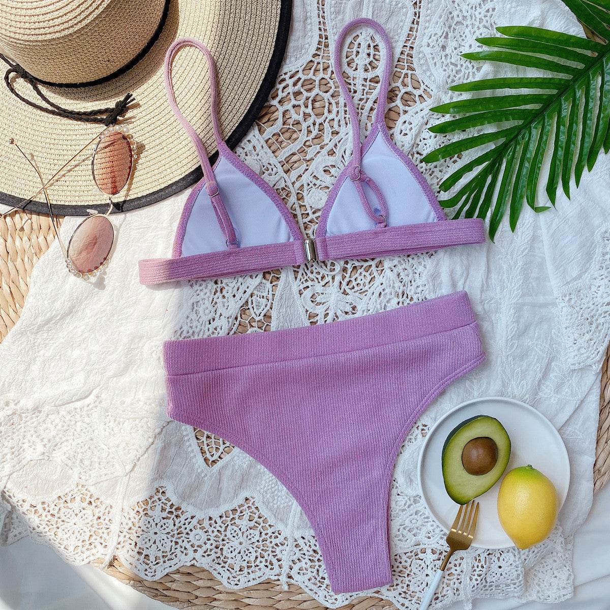 Spaghetti Strap Ribbed Bikini Set - UnLaced Boutique