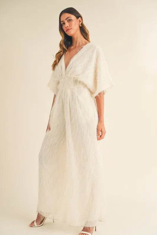 MABLE Fluffy Deep V Neck Wide Leg Jumpsuit - UnLaced Boutique