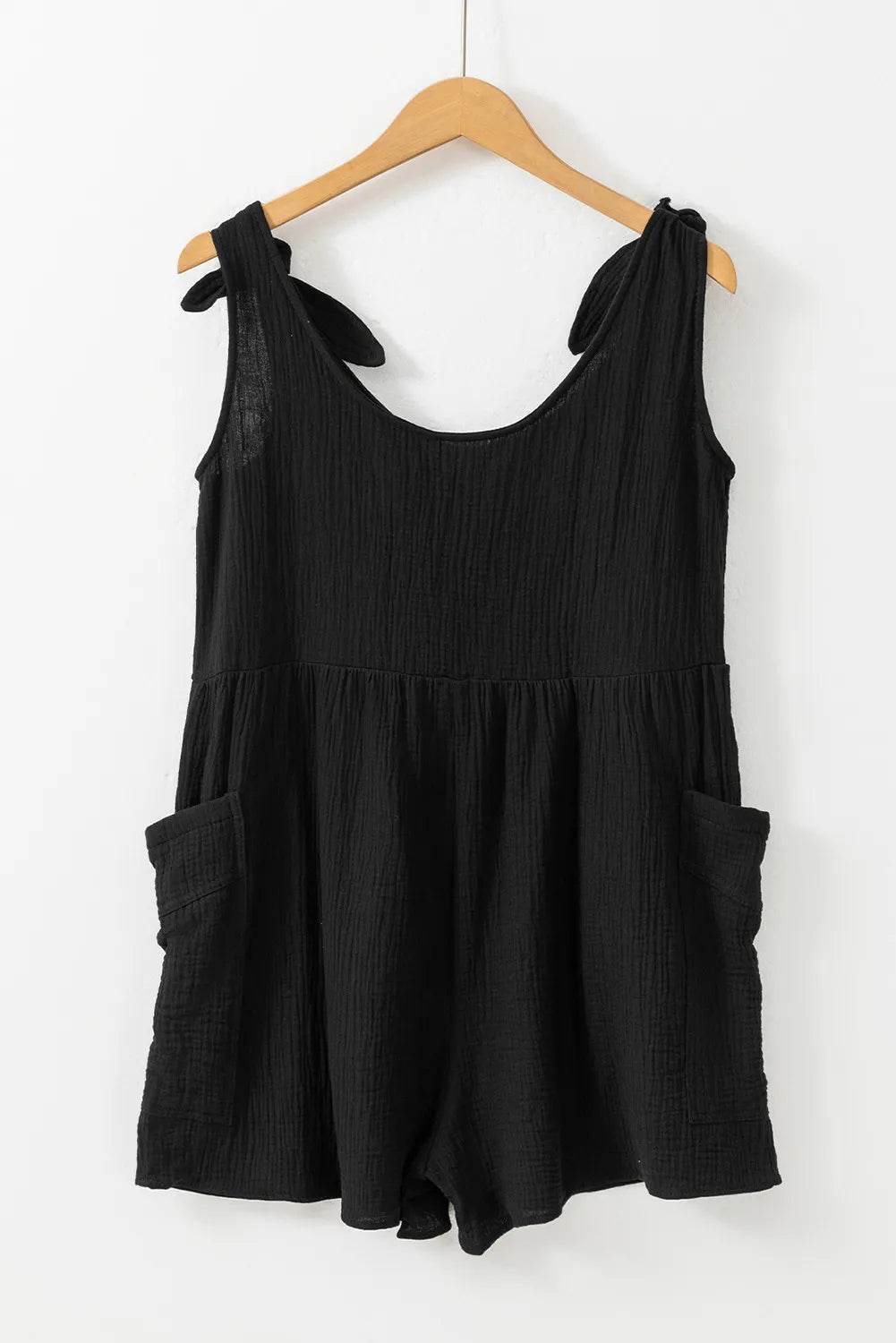 Scoop Neck Tie Shoulder Romper - UnLaced Boutique