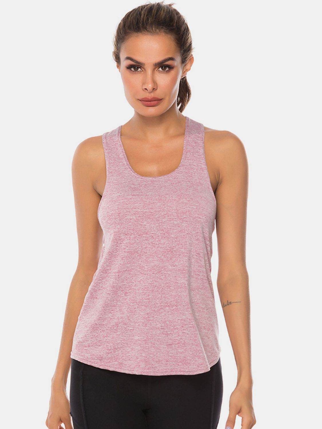 Full Size Scoop Neck Wide Strap Active Tank - UnLaced Boutique
