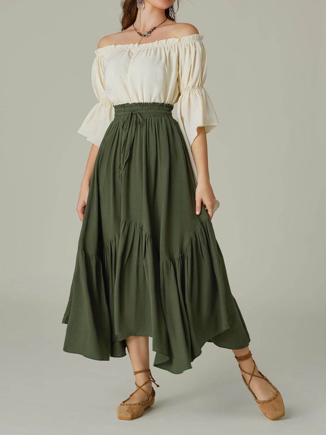 Smocked Waist Band Ruched Layered Skirt - UnLaced Boutique