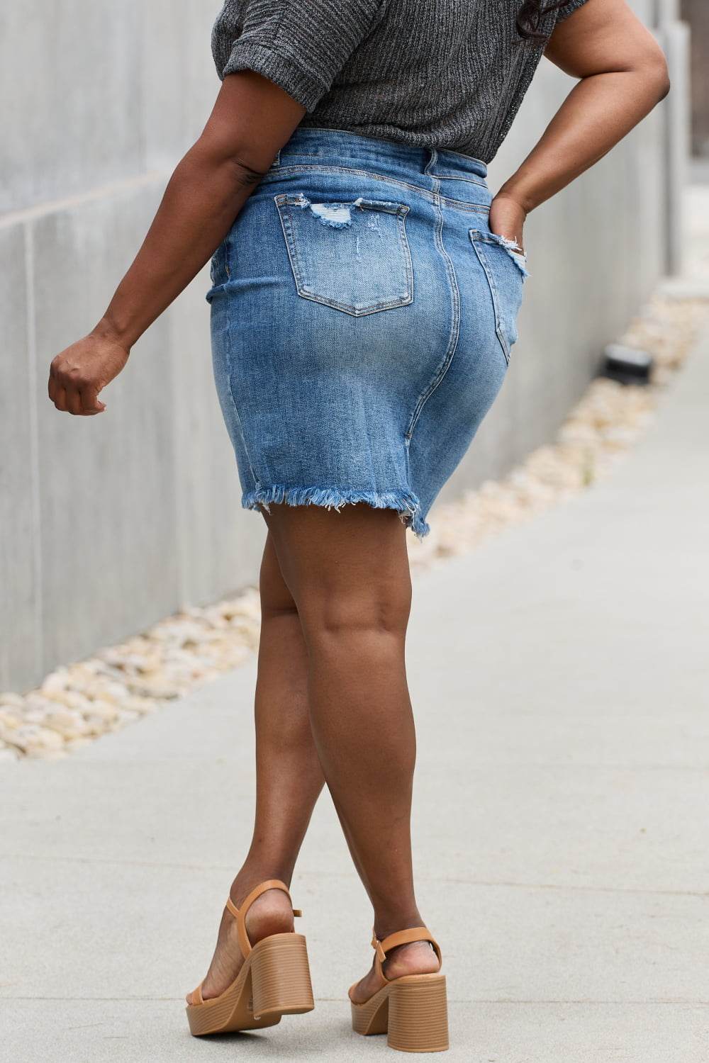 RISEN Amelia Full Size Denim Mini Skirt - UnLaced Boutique
