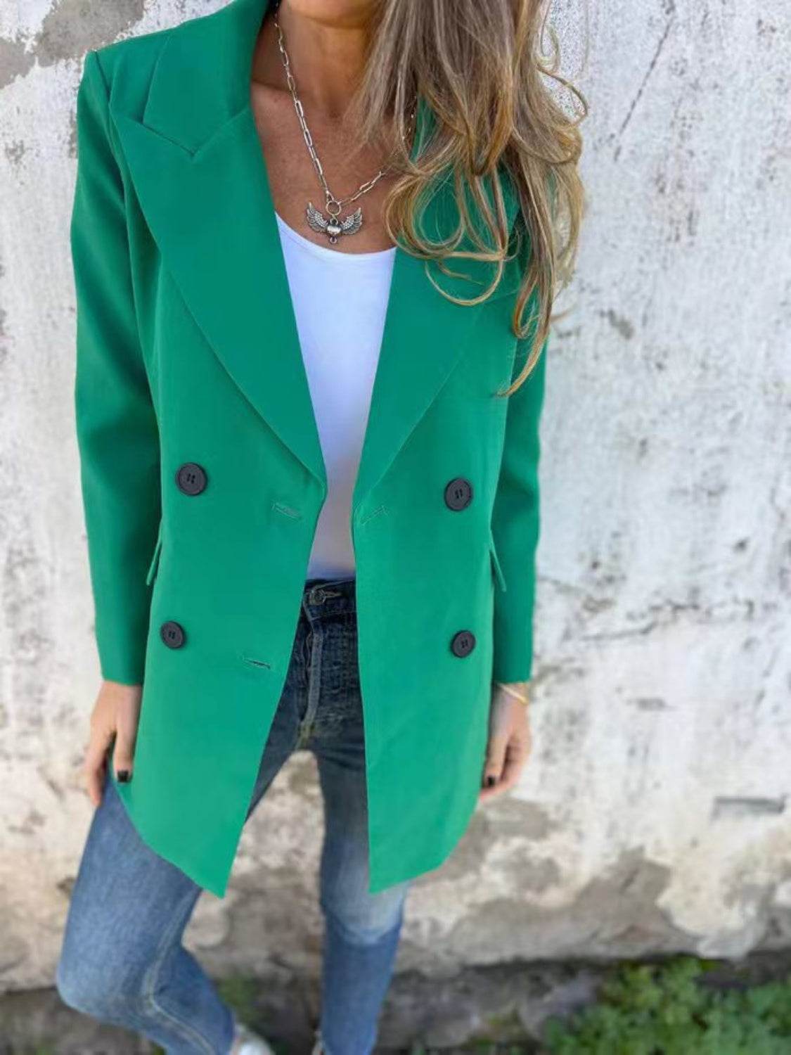Full Size Collared Neck Long Sleeve Blazer - UnLaced Boutique