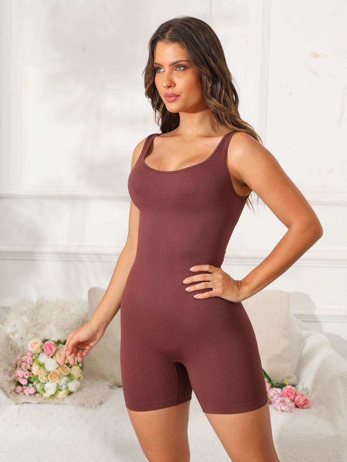 Scoop Neck Wide Strap Active Romper - UnLaced Boutique