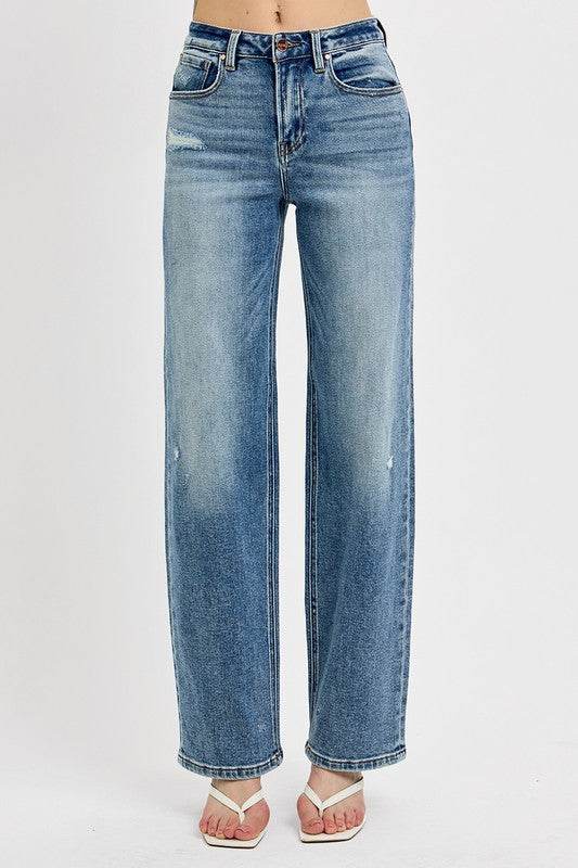 RISEN Full Size Distressed Wide Leg Jeans Plus Size - UnLaced Boutique