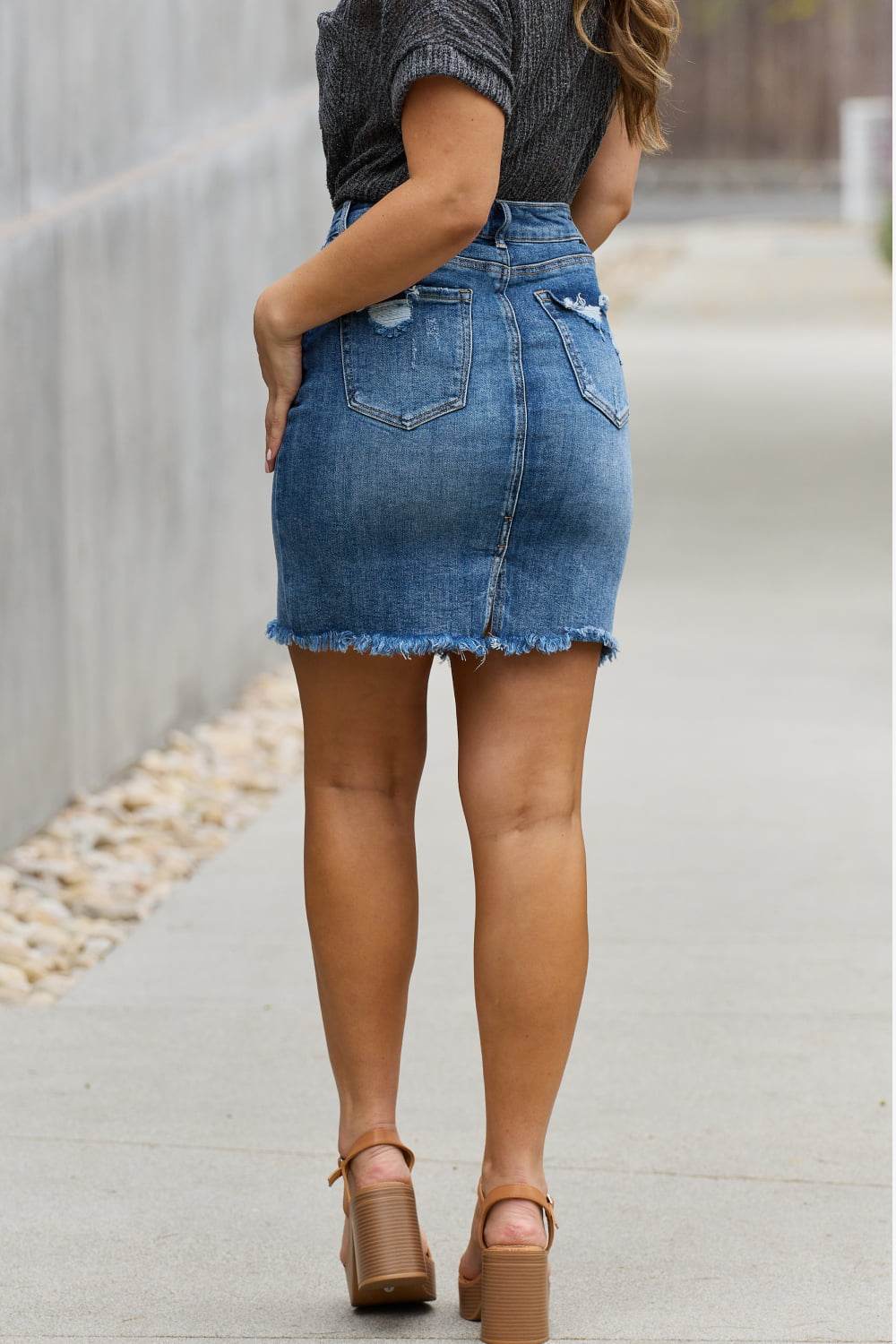 RISEN Amelia Full Size Denim Mini Skirt - UnLaced Boutique