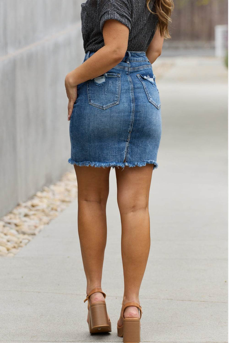 RISEN Amelia Full Size Denim Mini Skirt - UnLaced Boutique