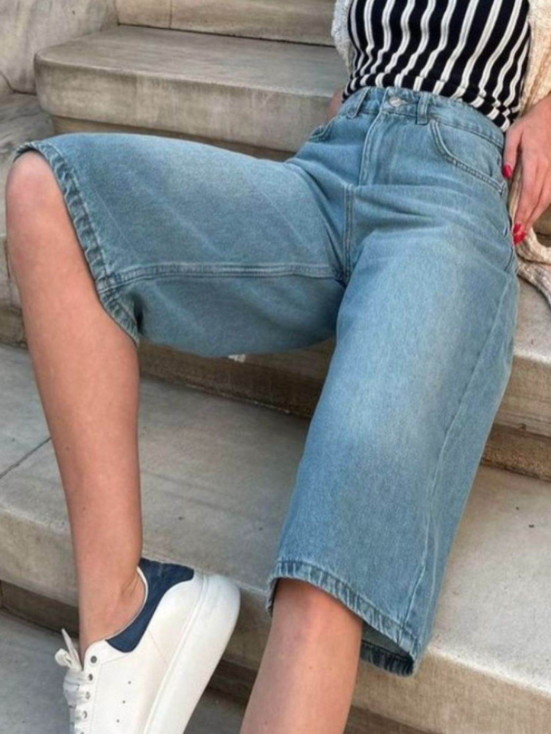 High Waist Denim Shorts with Pockets - UnLaced Boutique