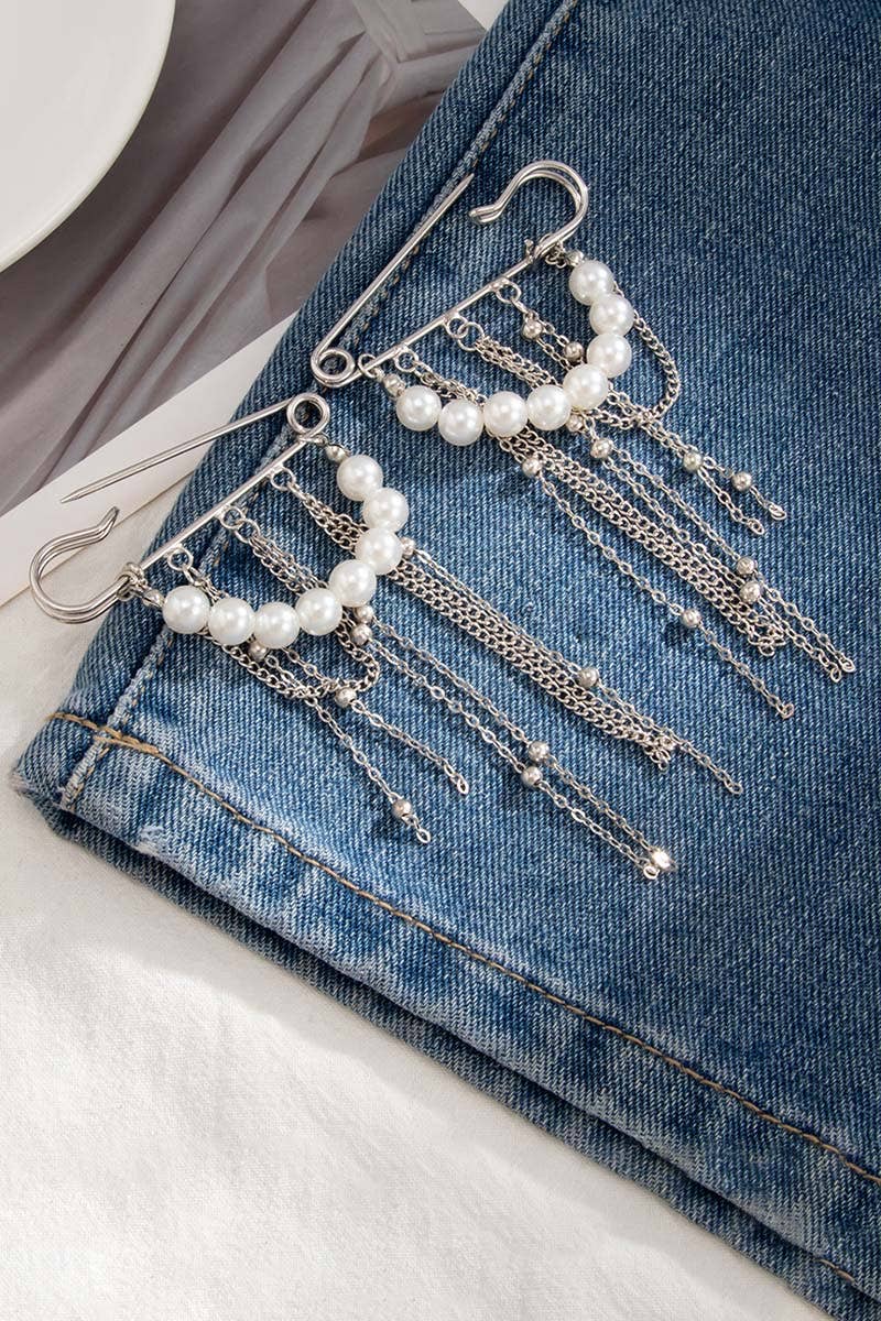 Elegant Chain and Pearl Brooches - UnLaced Boutique