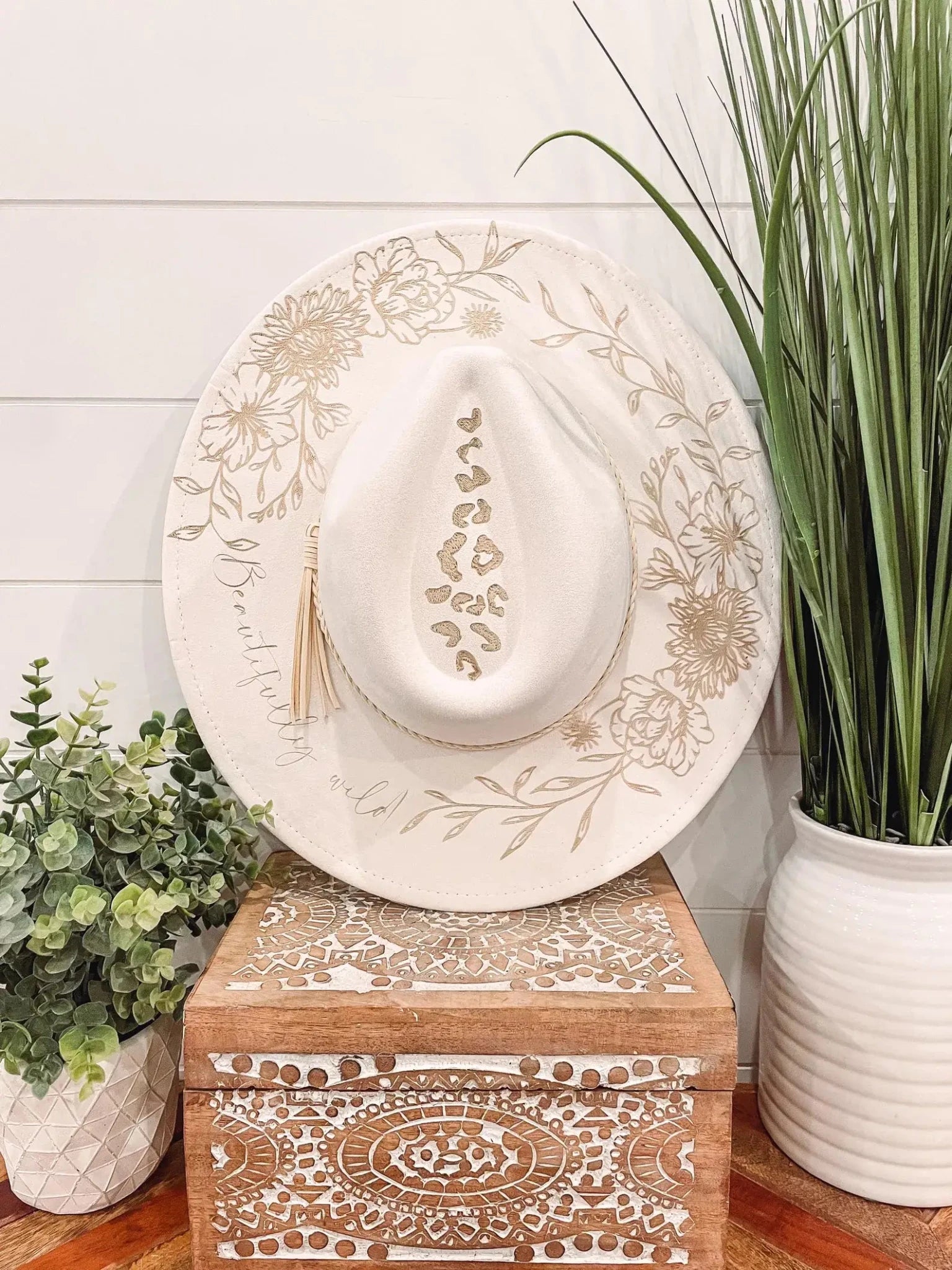 Engraved Floral Hat - UnLaced Boutique