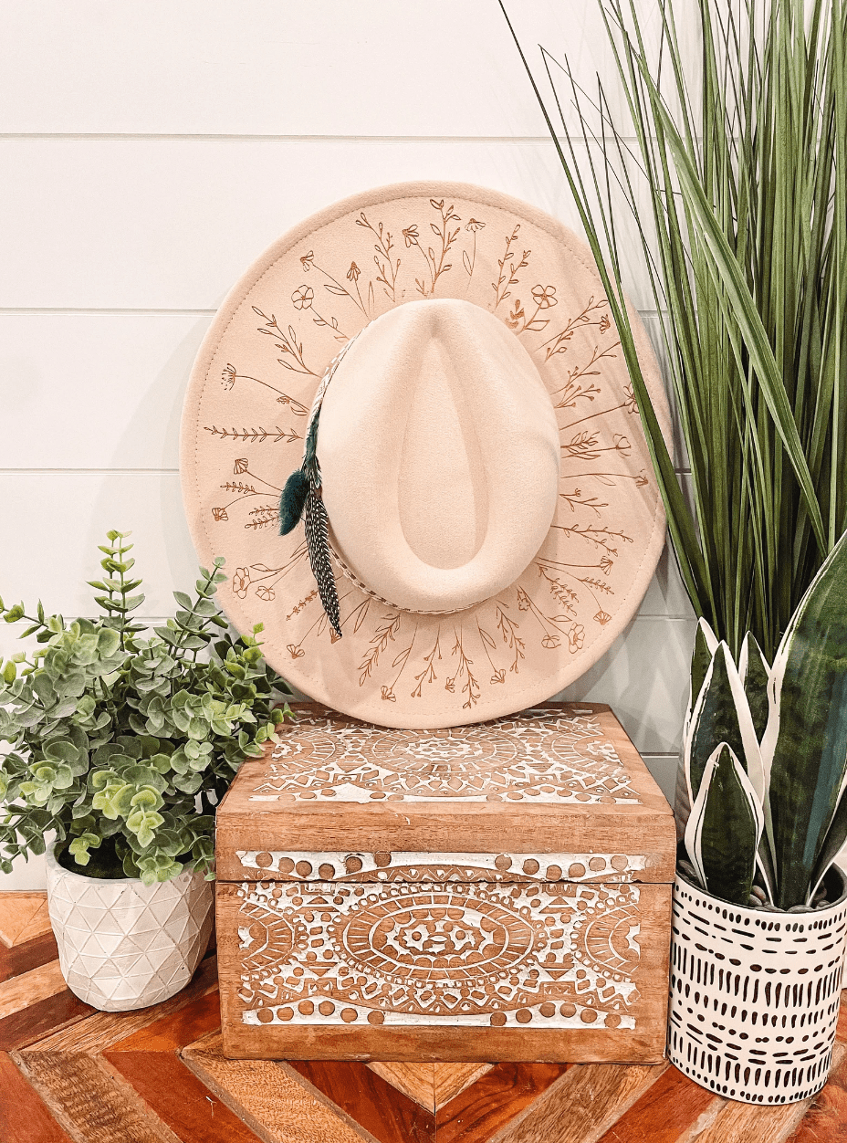 Engraved Floral Hat Floral - UnLaced Boutique
