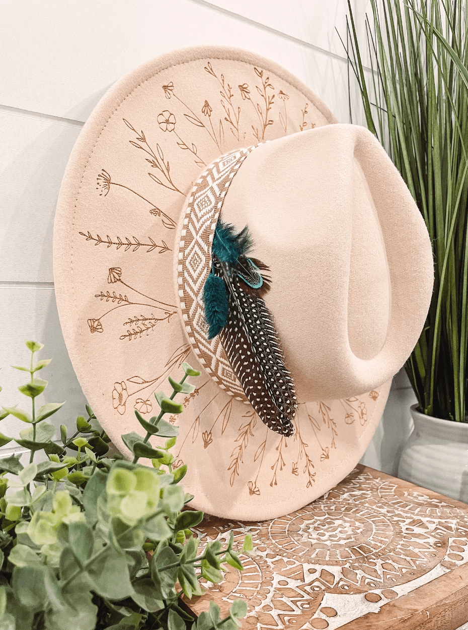 Engraved Floral Hat Floral - UnLaced Boutique