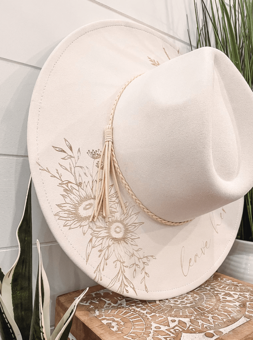 Engraved Floral Hat She's A Wild Flower - UnLaced Boutique