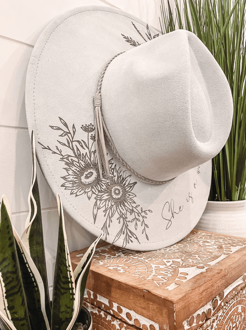 Engraved Floral Hat She's A Wild Flower - UnLaced Boutique