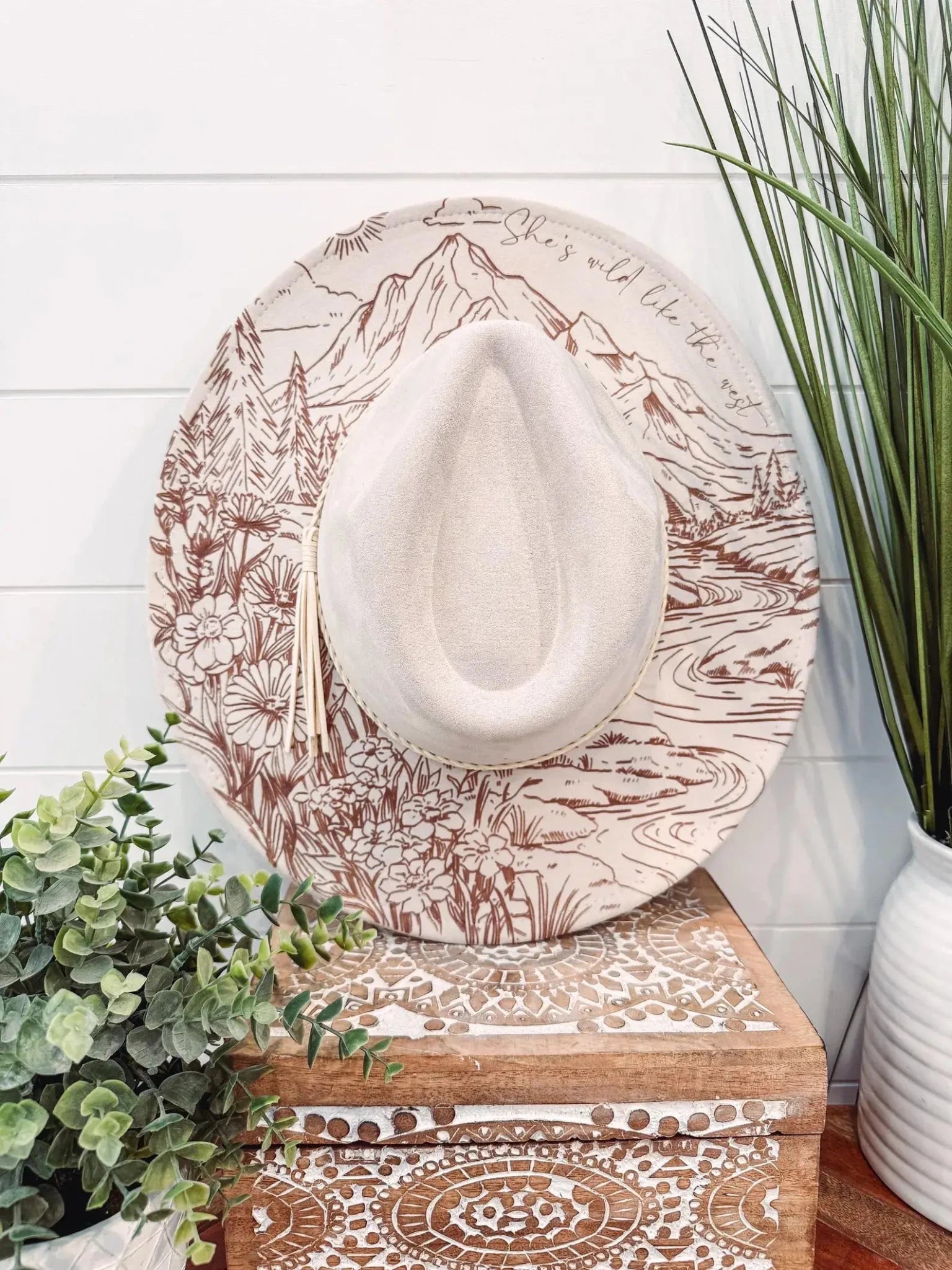 Engraved Floral Mountain Hat - UnLaced Boutique