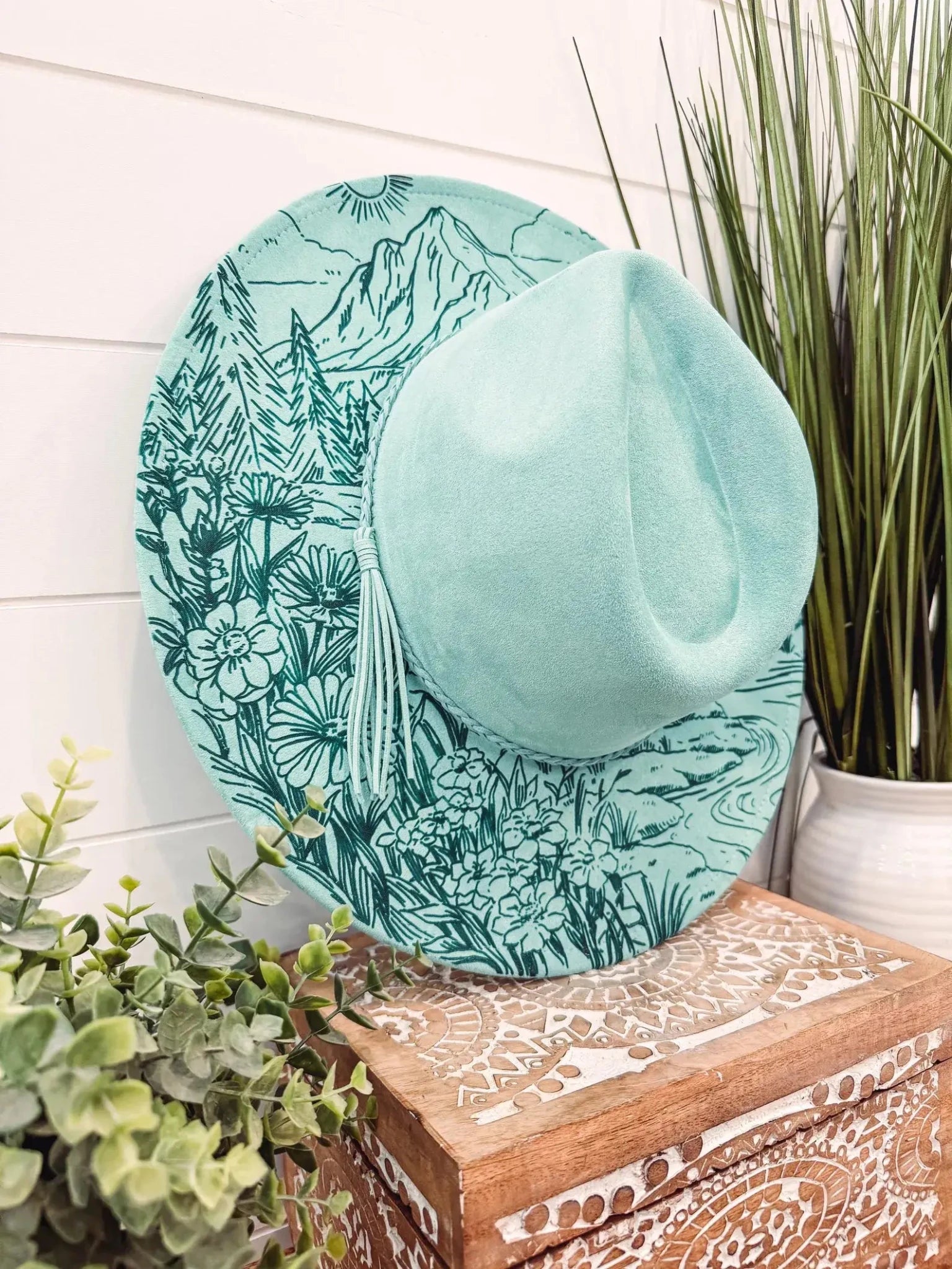 Engraved Floral Mountain Hat - UnLaced Boutique
