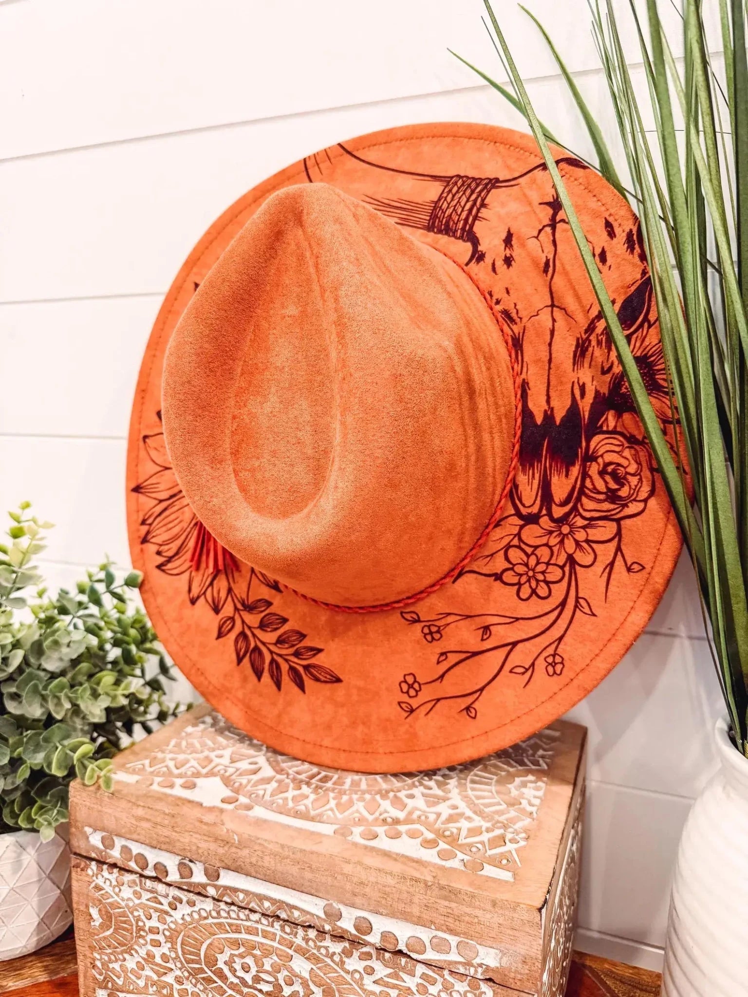 Engraved Longhorn Sunflower Hat - UnLaced Boutique