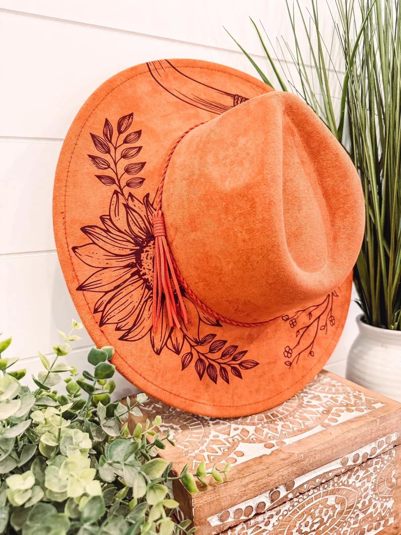 Engraved Longhorn Sunflower Hat - UnLaced Boutique