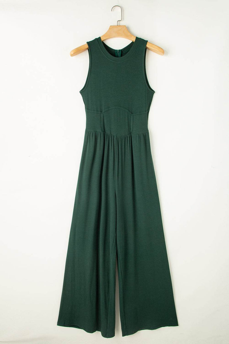 Round Neck Sleeveless Jumpsuit - UnLaced Boutique