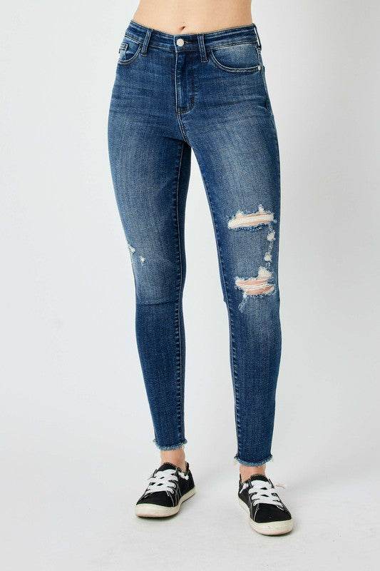 Judy Blue Full Size High Waist Distressed Skinny Jeans - UnLaced Boutique