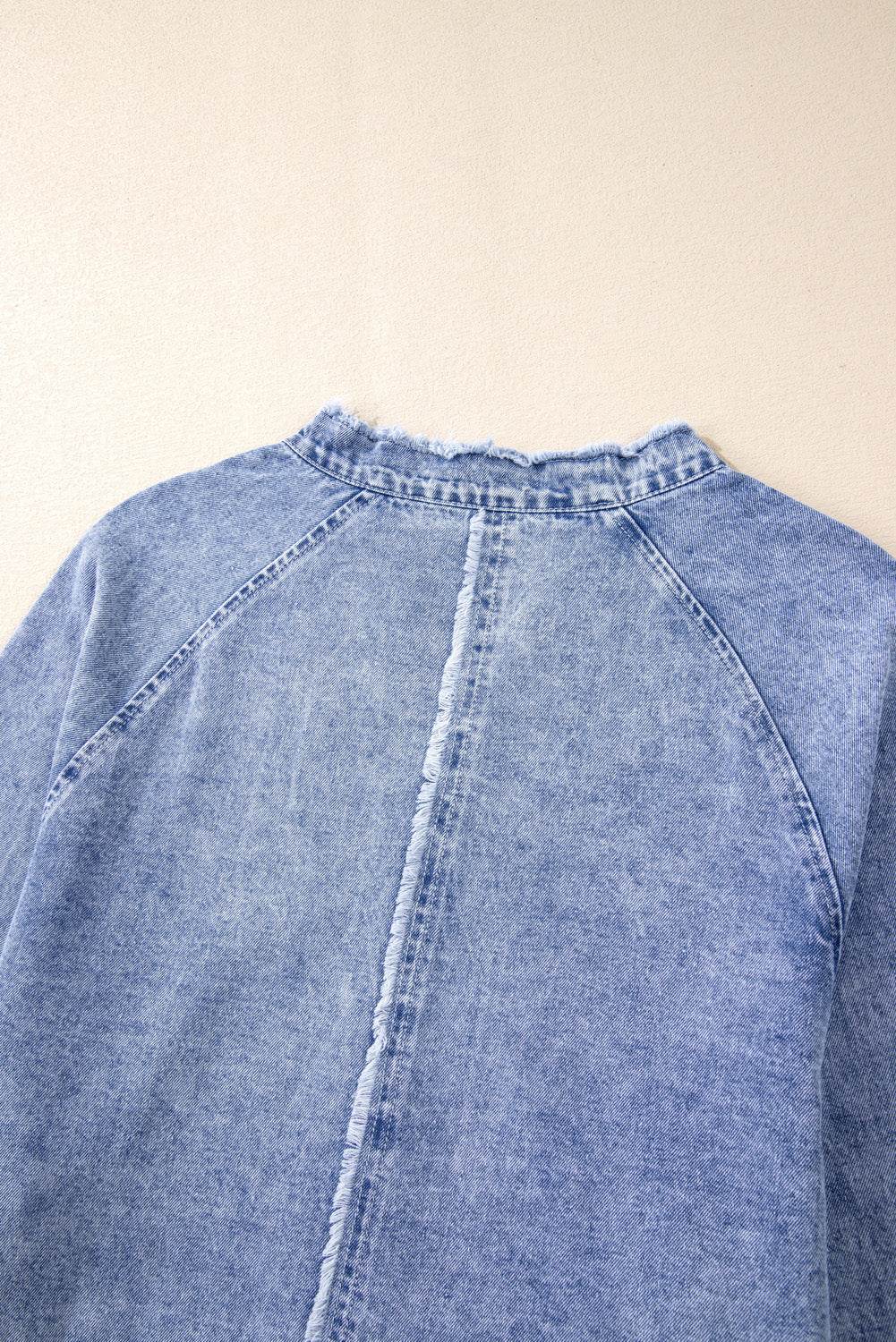 Raw Hem Button Down Long Sleeve Denim Dress - UnLaced Boutique