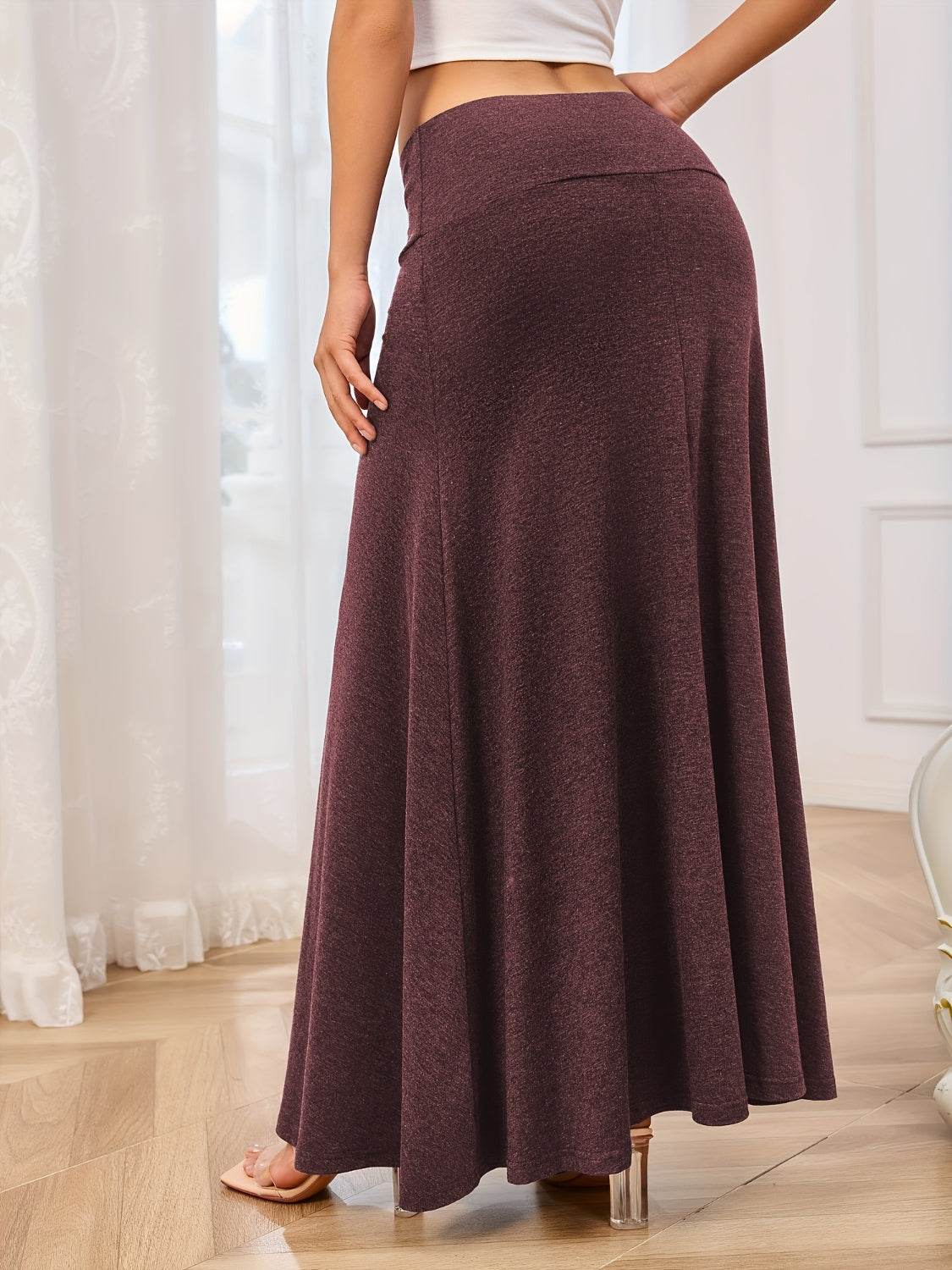 Solid Elastic Waist Maxi Skirt - UnLaced Boutique