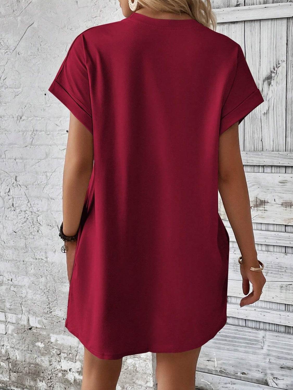 Round Neck Short Sleeve Mini Dress - UnLaced Boutique