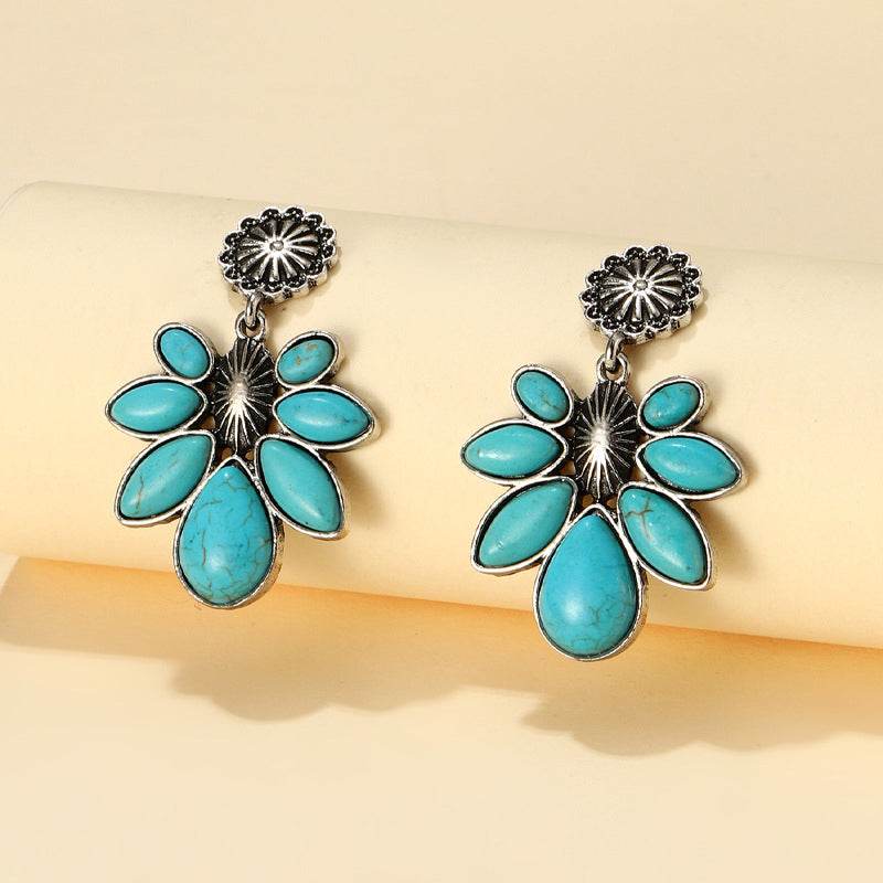 Artificial Turquoise Flower Earrings - UnLaced Boutique