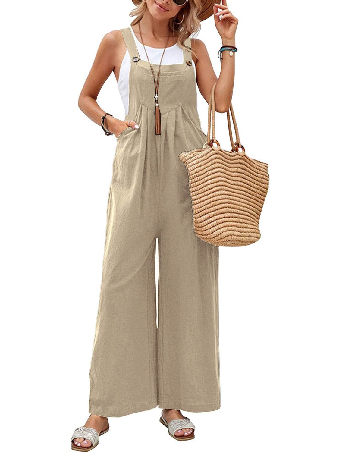 Full Size Square Neck Wide Strap Overalls - UnLaced Boutique