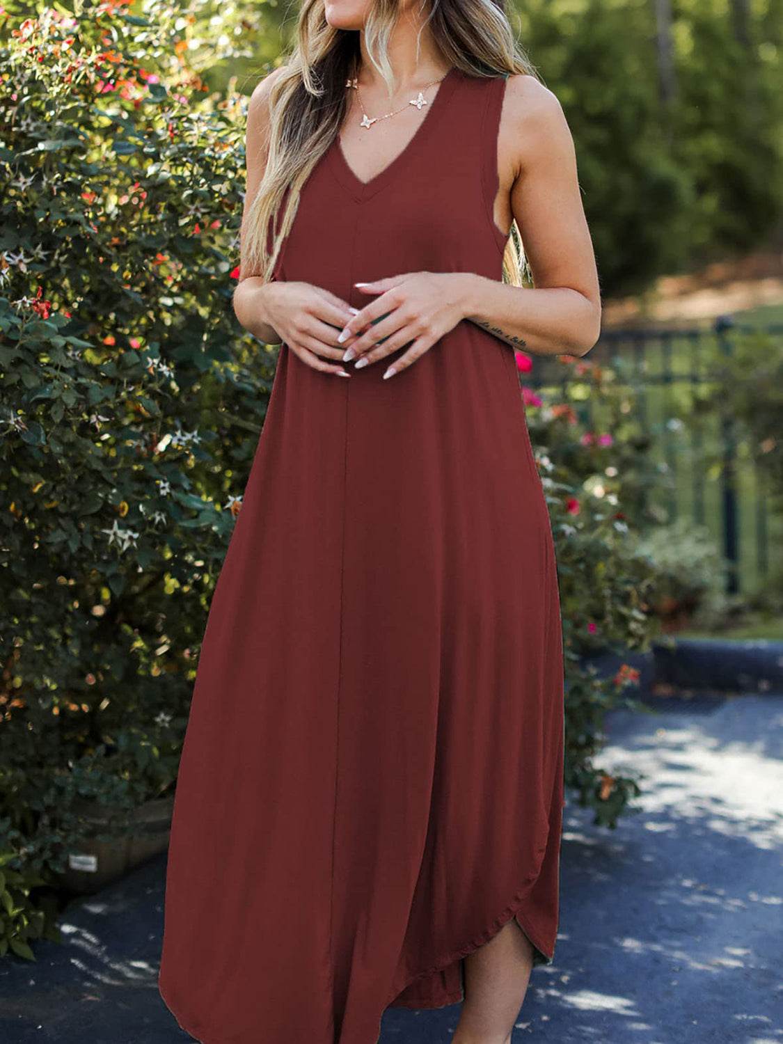 Full Size V-Neck Midi Tank Dress - UnLaced Boutique