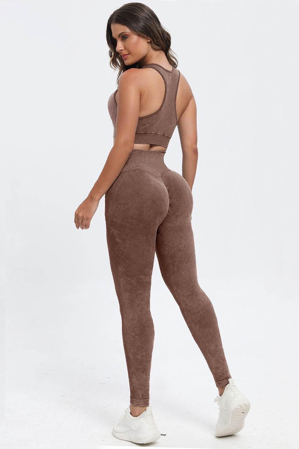 3 Piece Washed Square Neck Wide Strap Active Set - UnLaced Boutique